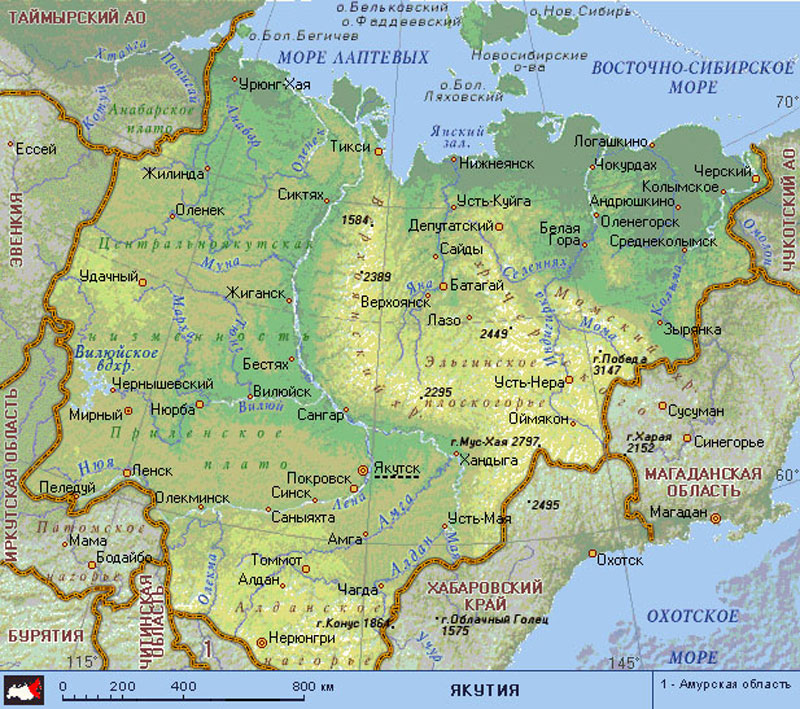 Карта республики Саха